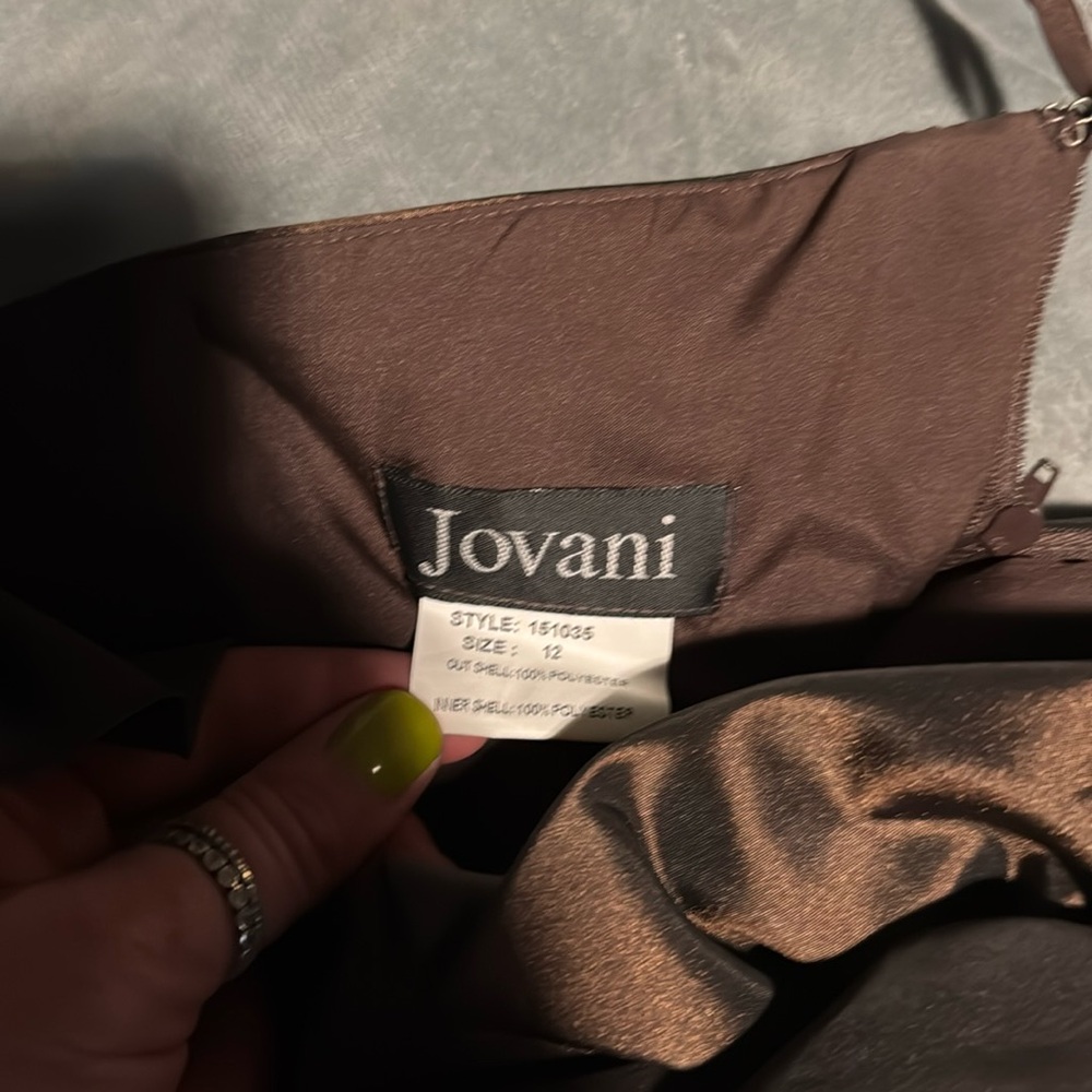 jovani brown one shoulder touched stunning mermaid dress
